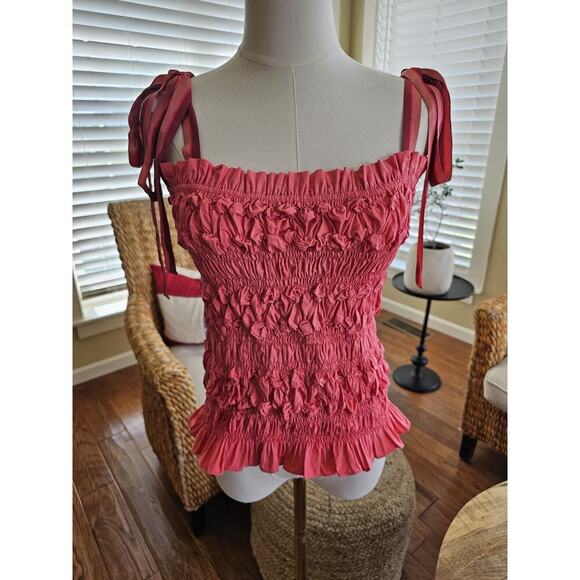 Ulla Johnson Ayan Smocked Top Women's Size 12 NWT Handmade Designer - Picture 2 of 14